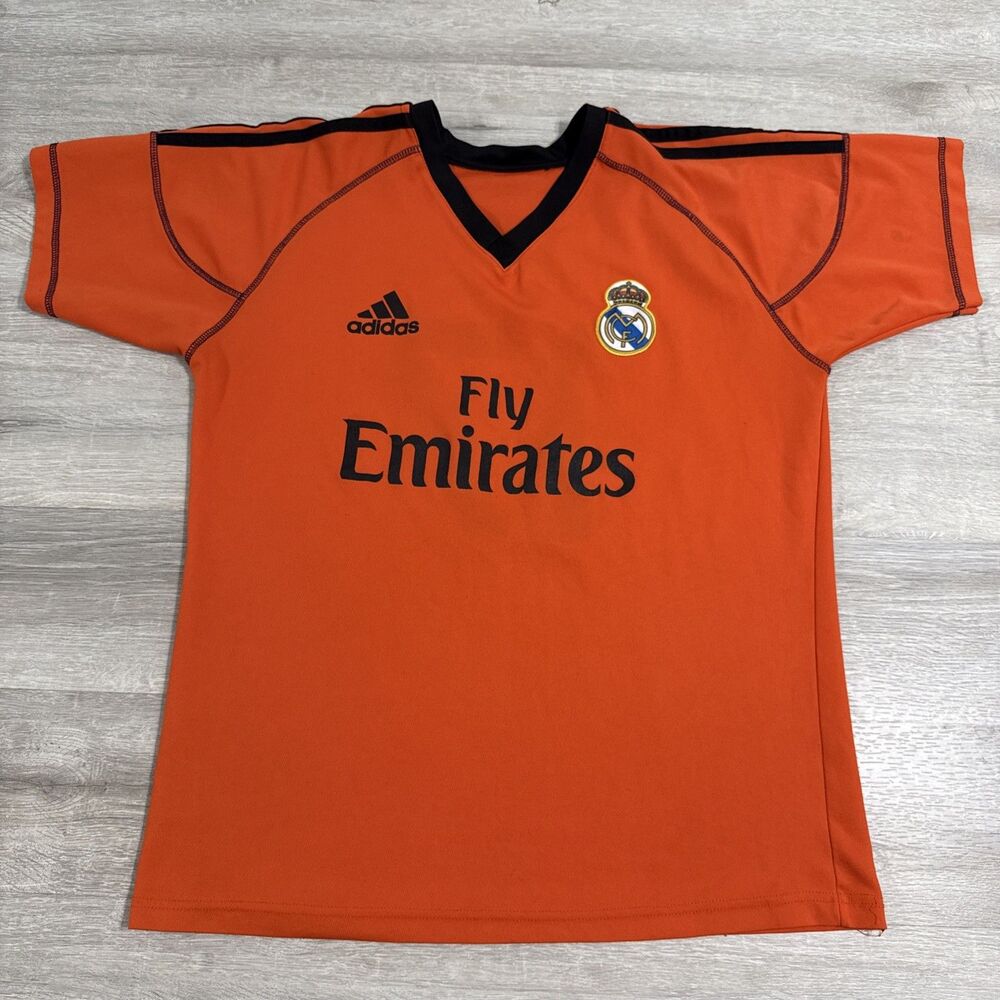 Real Madrid Soccer Jersey Adidas Menโs Large Orange 2013โ14 Third Kit